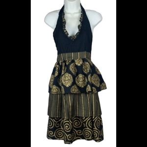 Kay Dee designs Apron, holiday, Glamorous, Gold & Black Party Cocktail Hostess